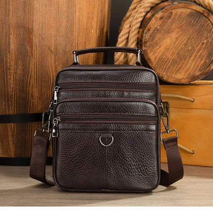 LACHIOURCN Black Leather Messenger Bag For Men Crossbody by zapcart