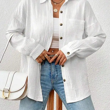 100% Cotton Women Shirt Breathable Office Blouse Elegant by zapcart