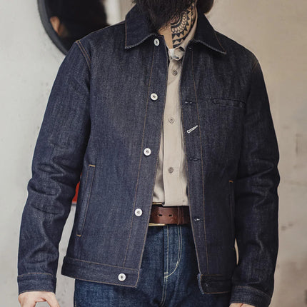 MADENCN Vintage Denim Jacket for Men Heavyweight Workwear by zapcart