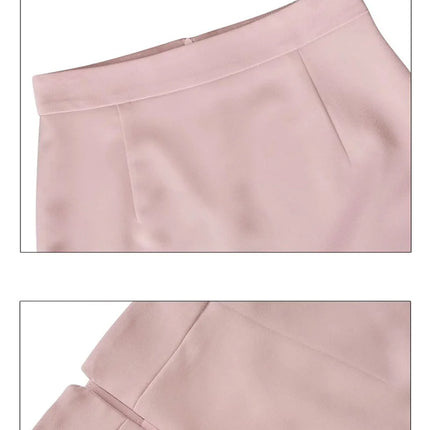 Women Khaki Midi Work Skirt With Slit And High Waist Office by zapcart