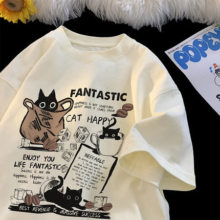 Cartoon Cat T Shirt Oversize For Men Women Casual Comfort by zapcart