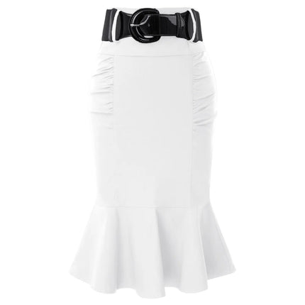 Belle Poque Pencil Skirt Women High Waist Belt Officewear by zapcart
