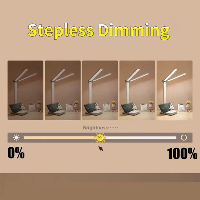 LED Desk Lamp 3 Levels Dimmable Touch Night Light USB Rechargeable Eye Protection Foldable Table Lamp For Bedroom Bedside Desk by zapcart