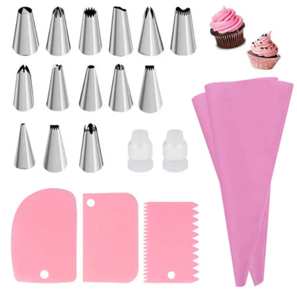 Choice Silicone Piping Bags Set With Steel Tips For Newbies by zapcart