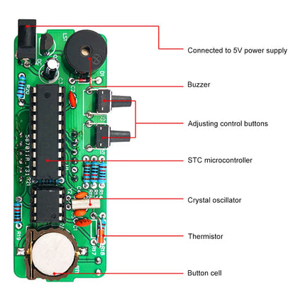 Occkic Electronic Clock Kit 51 MCU LED Date Temp For DIY by zapcart