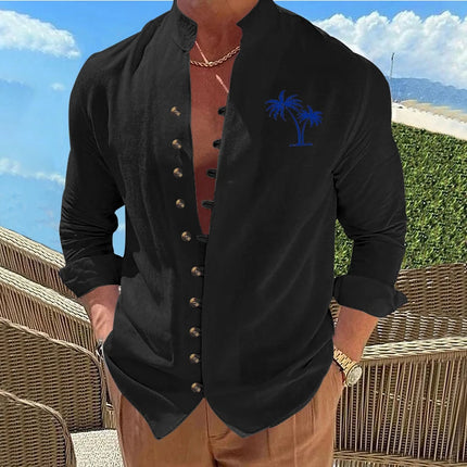 Men Casual Long Sleeve Solid Color Shirt CN Zhejiang by zapcart