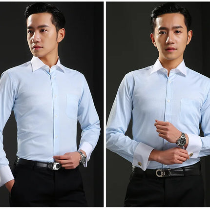 Yuaioiue Men French Cuff Dress Shirt Classic White Office by zapcart