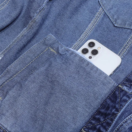 Qj Cinga Denim Jacket For Men Long Sleeve Casual Blue by zapcart