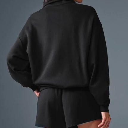 Black Hoodie Women Zip Up Cotton Cozy Winter Versatile by zapcart