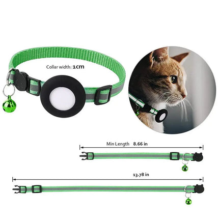 Anti Lost Cat Collar For AirTag GPS Tracker Reflective Bell by zapcart