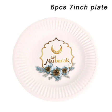 FENGRISECN Eid Mubarak Banner Plates Ramadan Tableware Kit by zapcart