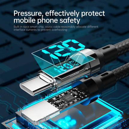 OOZCC LCD Watt Display Cable 120W Fast Charge for iPhone