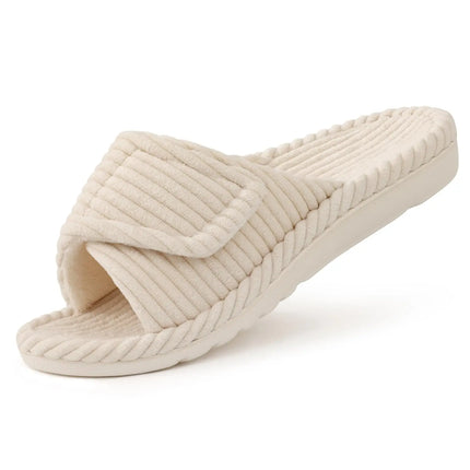 Crestar Women Open Toe Corduroy Slippers With Arch Support by zapcart