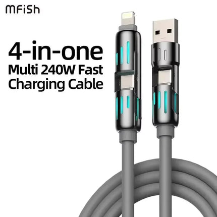 MFISH 4-in-1 USB Cable 240W Fast Charge for iPhone and iPad by zapcart