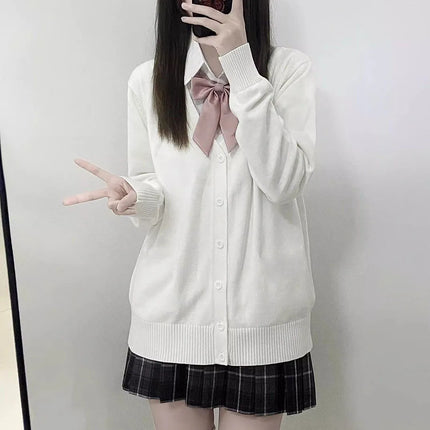 Japanese V Neck Knit Cardigan For Women Layering JK Uniform by zapcart
