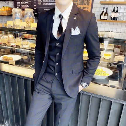Mens Slim Fit Three Piece Suit CN Sichuan Wedding Ready by zapcart