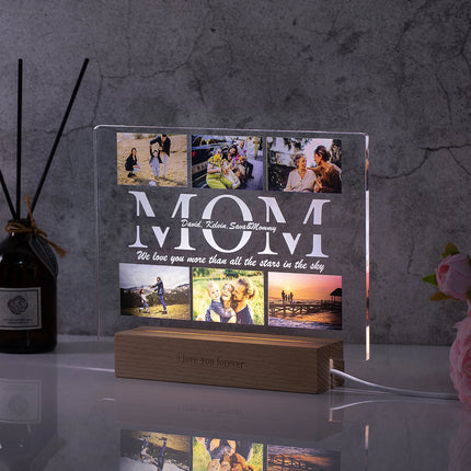 Custom Photo Text 3D Acrylic Lamp For Mom Dad Gift by zapcart