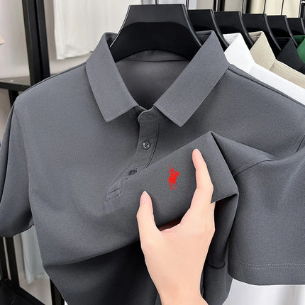 Men's Polo Shirt Embroidered Pony CN Zhejiang Breathable by zapcart