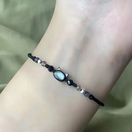 Moonstone Obsidian Couple Bracelets CN Zhejiang Minimalist by zapcart