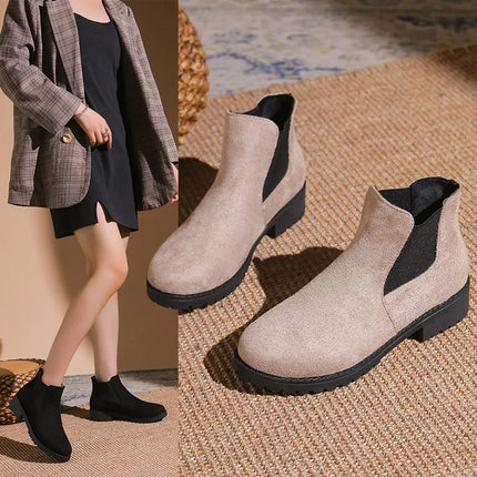Women Chelsea Boots British Style Chunky Platform COZOKC