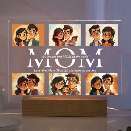 Custom Photo Text 3D Acrylic Lamp For Mom Dad Gift by zapcart