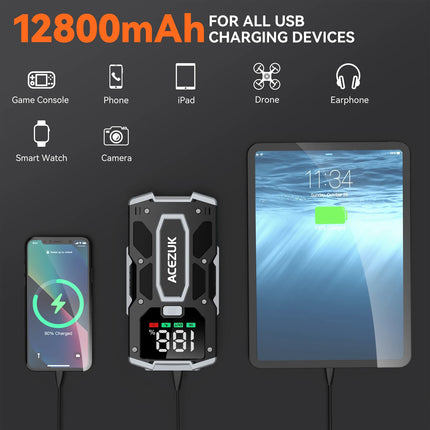 ACEZUK 12800mAh Car Jump Starter Portable Power Bank Petrol by zapcart