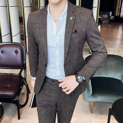 Men's Slim Fit Business Suit CN Sichuan Two Piece Set by zapcart