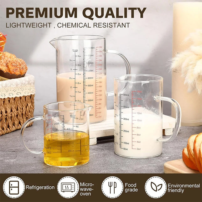 High Borosilicate Glass Measuring Cups Clear Glass Scale Cup With Handle V Shaped Spout Kitchen Glass Measuring Beaker by zapcart