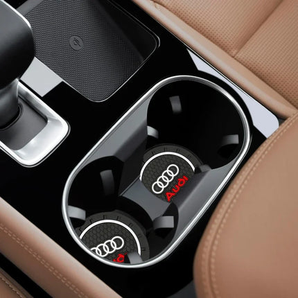 Audi Cup Holder Coasters 2Pcs Anti Slip EmblemsChoice by zapcart