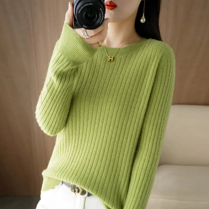 Women Sweaters Autumn Winter O Neck Stripe Warm Pullover by zapcart
