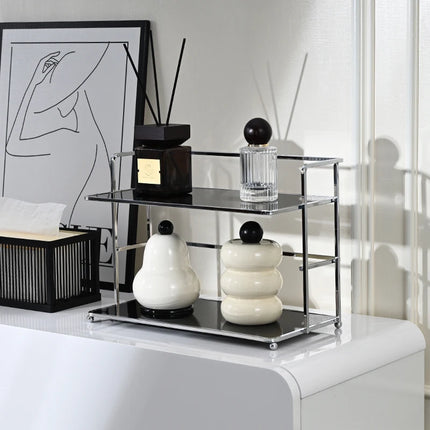 1Pc Double-Layer Desktop Storage Rack, Multifunctional Acrylic Kitchen Organizer, Cup Holder, Water Cup and Coffee Cup Storage Rack, Suitable for Living Room, Kitchen, Bedroom, Cosmetics, Perfume, Etc by zapcart