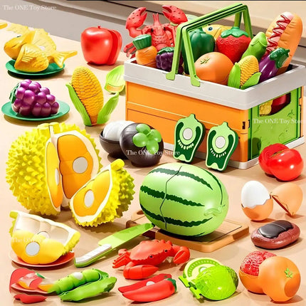 Kids Kitchen Toy Set Safe Cutting Playset With Fruits by zapcart