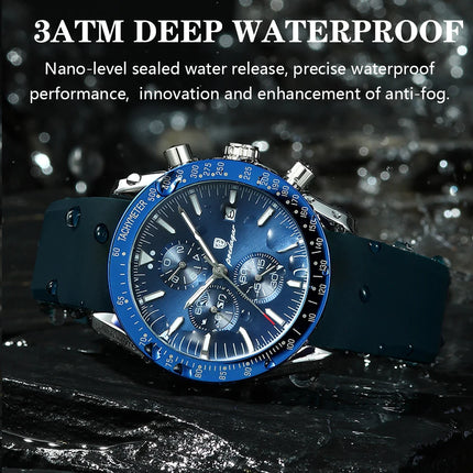 POEDAGAR Men Watch Waterproof Luminous Chronograph Leather