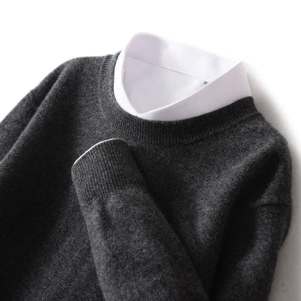 Ganleawort Men Wool Sweater Round Neck Warm Knit Pullover by zapcart