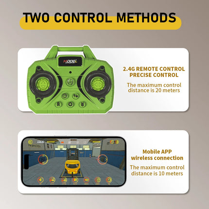 1:64 Bluetooth Remote Control Crane And Forklift two-in-one Desktop Mini Alloy Toy Car With Trailer Christmas Gift In Color Box by zapcart