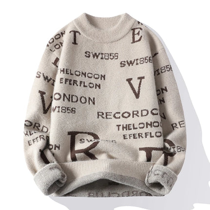 CN Jiangsu Mens Fashion Letter Sweater O Neck Slim Fit by zapcart
