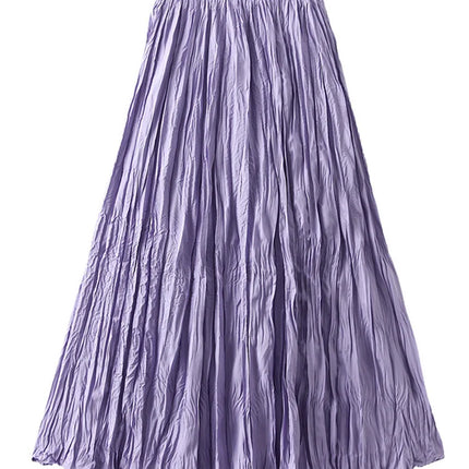 KarSaNy Long Pleated Skirt High Waist Green Maxi For Women by zapcart