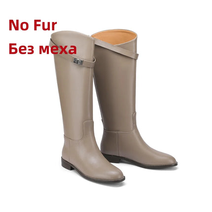 FEDONAS Women Knee High Boots Genuine Leather Moto Chic by zapcart