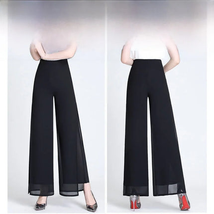 Chiffon Wide Leg Pants For Women Double Layered Breathable by zapcart