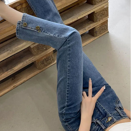 Chic Design High Waist Slim Straight Jeans Women Stretch by zapcart