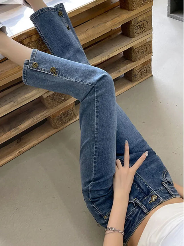 Chic Design High Waist Slim Straight Jeans Women Stretch by zapcart