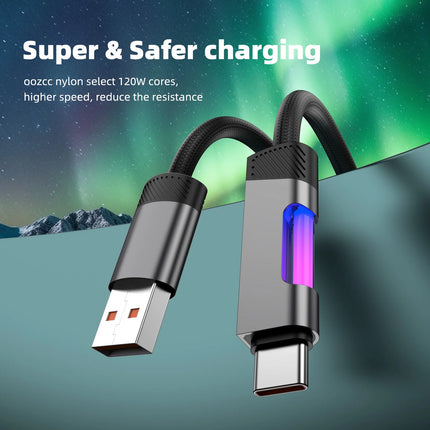OOZCC RGB USB C Fast Charging Cable 120W 6A For Gamers