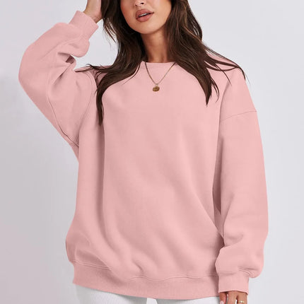 Women Fleece Lined Sweatshirt Cozy Warm Loose Fit Crew Neck by zapcart