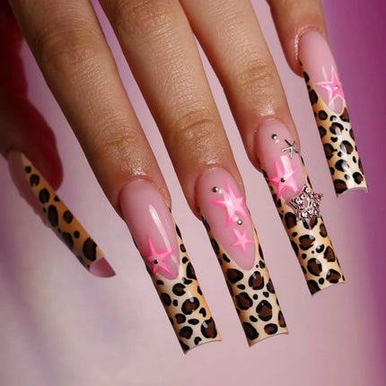Extra Long Press On Nails Glue Included Bear Bow For Women by zapcart