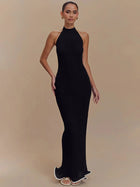 Mozision Halter Backless Maxi Dress Women Patchwork Chic by zapcart