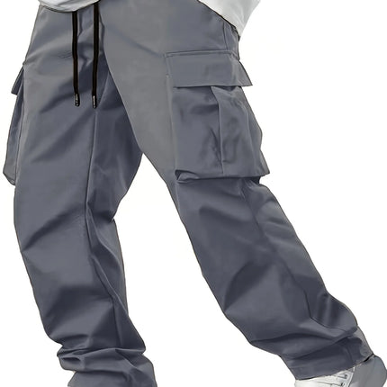 CN Zhejiang Mens Work Pants Drawstring Multi Pocket Casual by zapcart