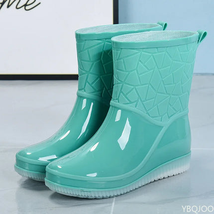 YBQJOO Women Waterproof Rain Boots Anti Slip Wear Resistant by zapcart