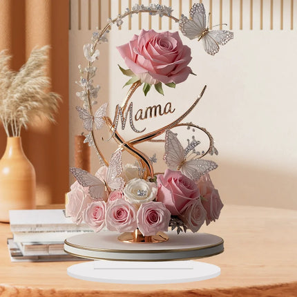 Choice 2D Acrylic Pink Flower Bouquet For Mom Desk Decor by zapcart