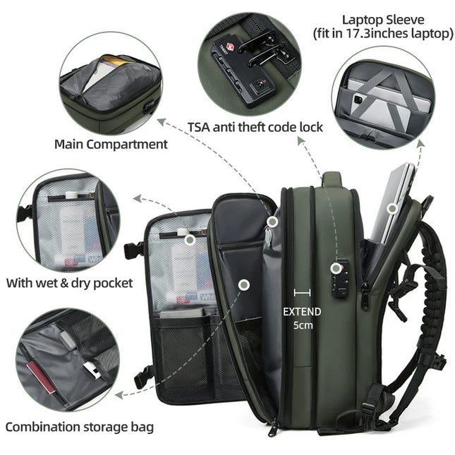 INFEYLAYCN Mens Travel Laptop Backpack 17 Large Capacity by zapcart