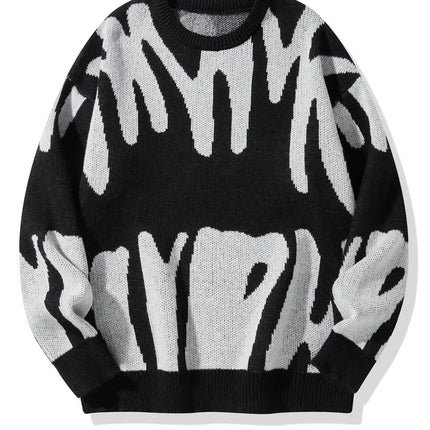 CN Fujian Mens Irregular Jacquard Pullover Sweater Casual by zapcart
